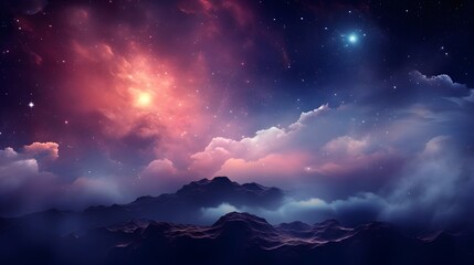 Naklejka premium Mesmerizing image of a dreamy cosmic galaxy filled with swirling colorful nebulae and twinkling glowing stars A captivating fantastical space scene filled with celestial wonder and cosmic beauty