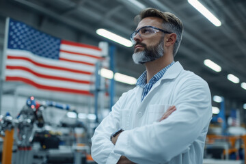 American engineer looking proudly at the future of manufacturing in the usa