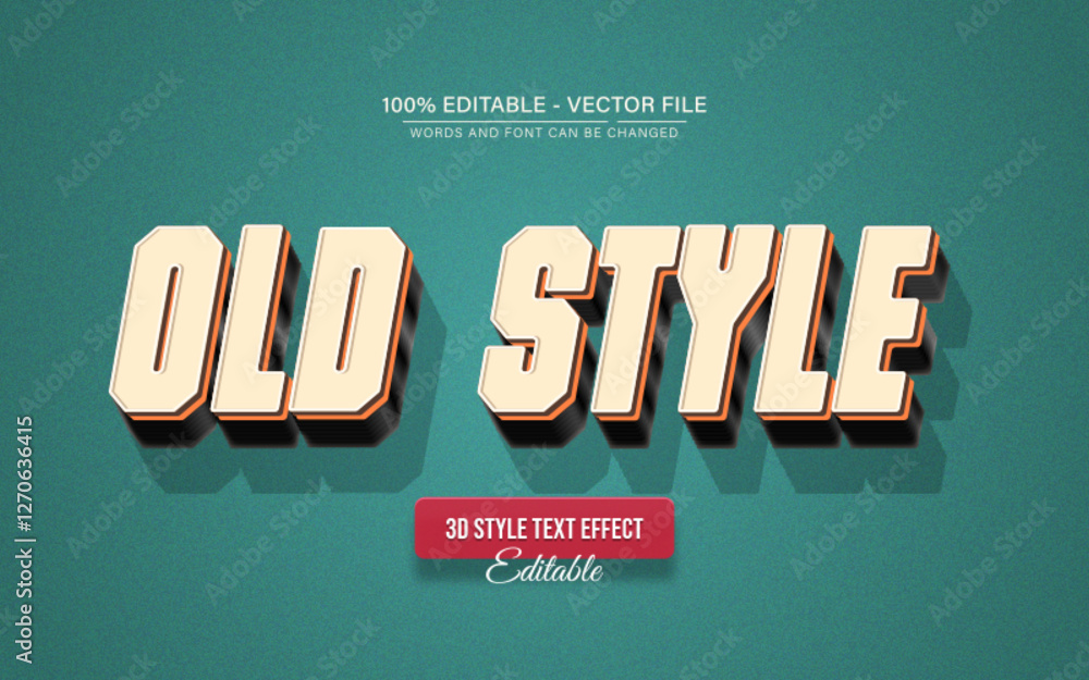 Poster cream old style retro 3d text effect editable