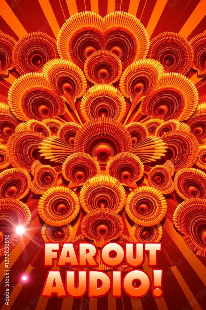 Poster abstract red pattern with audio graphic elements