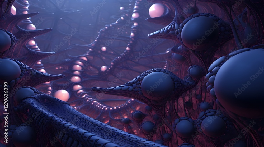 Poster hypnotic fractal patterns swirling in a captivating blend of deep rich blues and vibrant purples a v