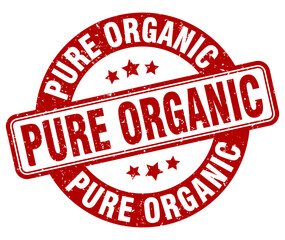 pure organic stamp. pure organic label. round grunge sign