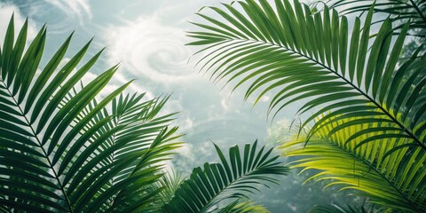 Fototapeta premium Tropical Leaves Double Exposure Abstract Background - Nature Photography
