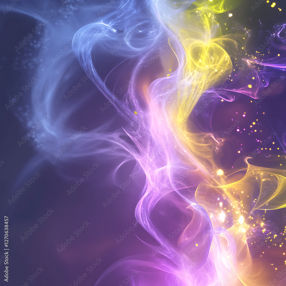 Aufkleber ethereal nebula formation swirls of light and color with energy particles in space abstract art