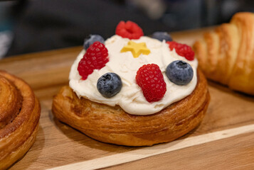 Danish Pastry with Cream Cheese Frosting and Fresh Berries