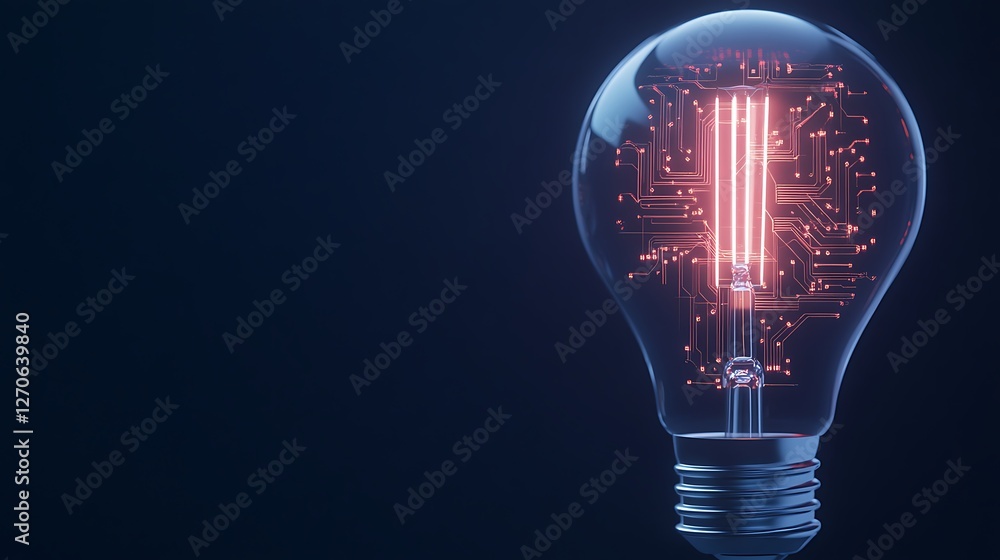 Poster a unique light bulb with a circuit board design illuminating creativity