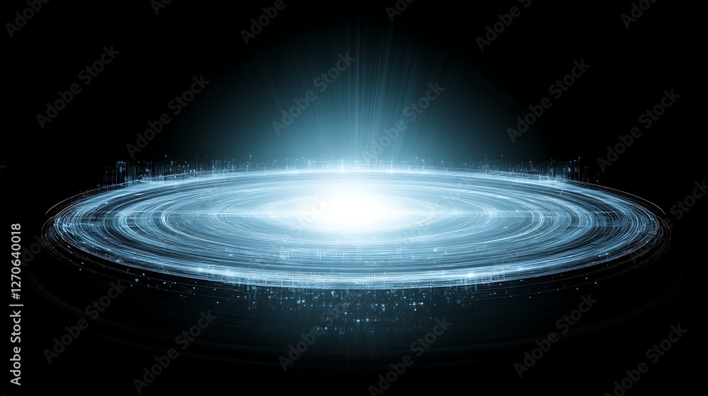 Poster ethereal portal activation sequence animation with energy beam and circular design aesthetics
