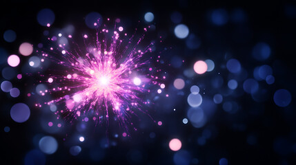 Obraz premium Ethereal Purple Explosion of Light and Spherical Bokeh Display on Dark Background Visual