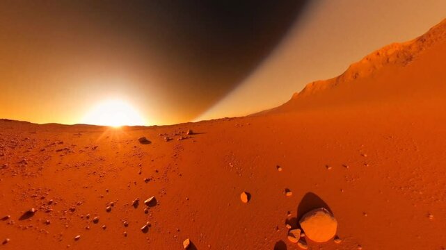 Surface of planet Mars, spherical environment panorama background - Equirectangular - 360 loop video