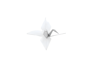 Paper origami bird isolated on a transparent background