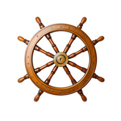Wooden steering wheel isolated on transparent background