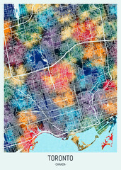 Obraz premium Toronto Canada Map, background downtown, urban modern colorful, bright graphic design, abstract travel art, new business district, urban artistic detail, paint border downtown