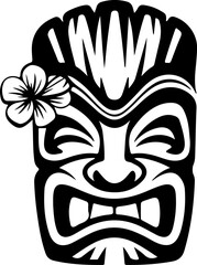 Tiki totem mask, Hawaiian indigenous vintage ritual mack.  Hawaiian totems made wood and stone for bars and resorts for paradise holidays. Vector illustration © Kotliar Ivan