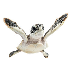 Graceful Sea Turtle Swimming in Clear Ocean Waters with Outstretched Fins
