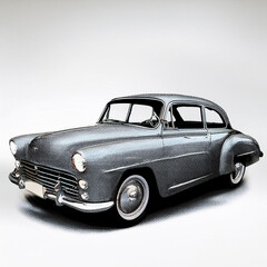 Obraz premium automobile, auto, anni 60, vintage, fondo bianco, halftone, dotte, texture, illustrazione, 
