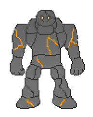 Pixel art black golem monster