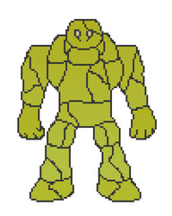 Pixel art green golem monster