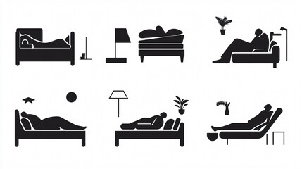 People Sleeping in Various Places: A Comprehensive Icon Set