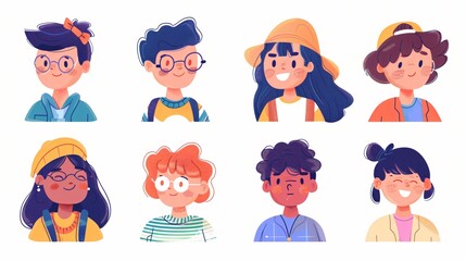 Adorable Kid Cartoon Characters Introductions with Poses