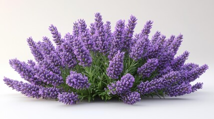 Lavender Flowers in Full Bloom on White Background. Generative AI