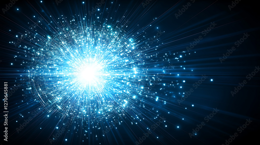 Poster exploding particle radiance with energy trails digital creation for technological advancement