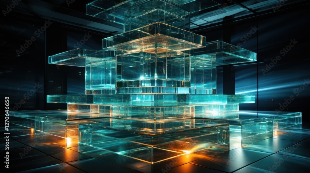 Aufkleber luminous glass architecture shimmering with internal illumination
