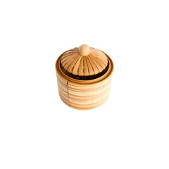 Chinese steamed bamboo container isolated on transparent background