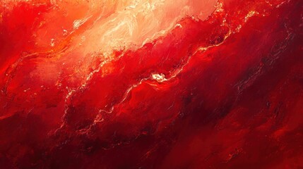 Abstract vibrant red and orange textured painting.