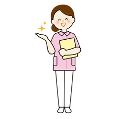 案内をする看護師のイラスト　全身