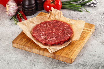Raw beef burger cutlet minced meat