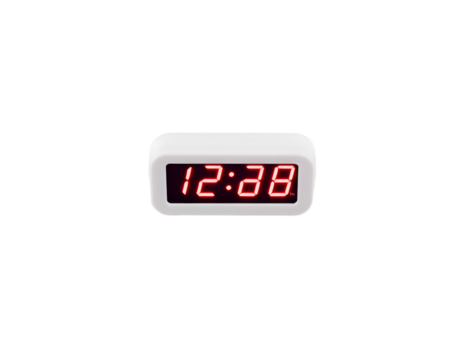 Realistic digital alarm clock isolated on transparent background