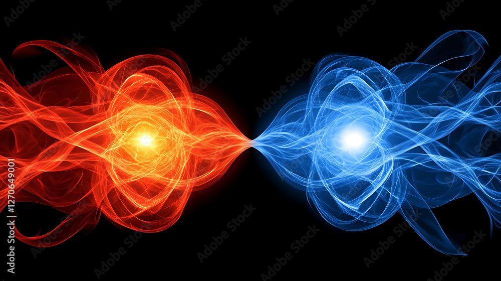 Aufkleber fiery and icy convergence abstract power dynamics in graphic design with energetic streams