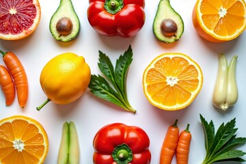 Colorful processed foods arranged on white surface, showcasing modern dietary habits and the impact of convenience on nutrition and lifestyle choices.