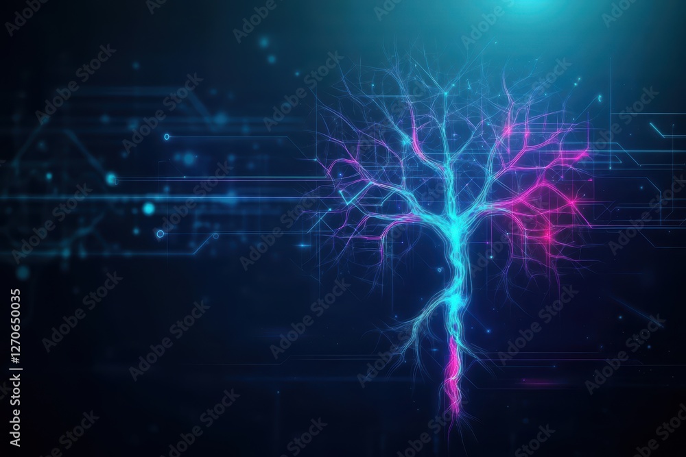 Poster enchanting tree adorned with softly glowing lights in a mystical night scene creating a warm and inv