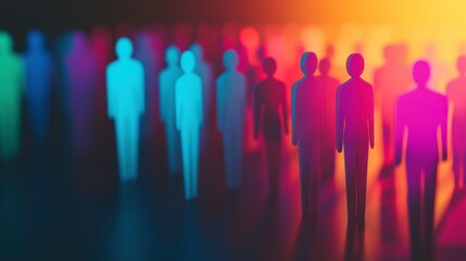 Silhouetted Figures in Colorful Background with Soft Focus Effect