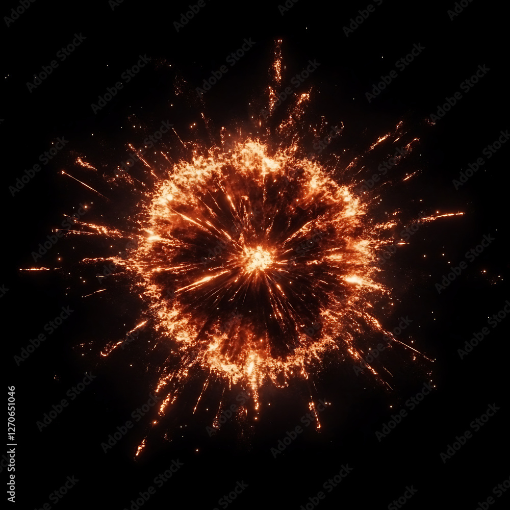 Aufkleber fiery explosion radiating outward in a circular pattern emitting intense heat and light in dark void