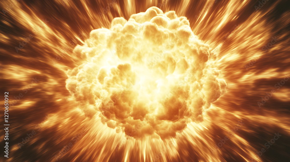 Poster fiery explosion radiating intense energy displaying force and immense power graphic resource element