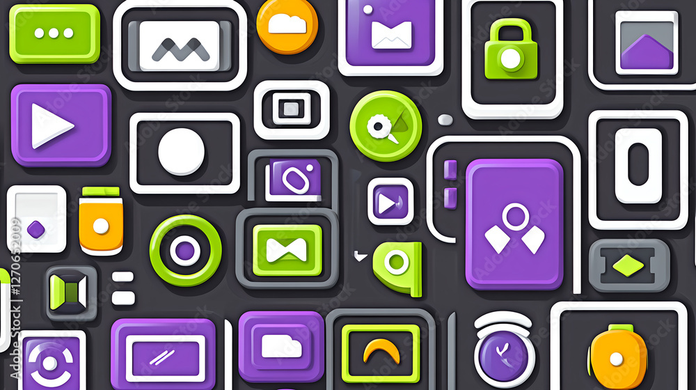 Poster colorful graphic icons display digital space visual design modern environment aesthetic viewpoint us
