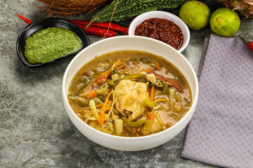 Chinese wonton soup with dumplings