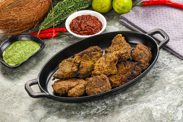 Grilled beef barbecue with spises