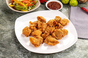 Golden crispy Breaded calamari snack