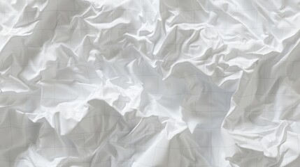 Obraz premium a piece of white paper crumpled with a delicate grid overlay, depicted in ultra-realistic detail. The folds and creases should create a rich texture
