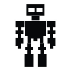 Pixel robot silhouette vector icon illustration
