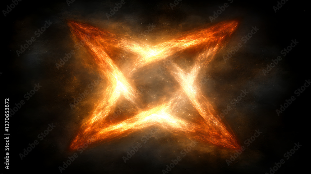 Aufkleber fiery starburst explosion with cosmic energy displaying dynamic plasma formation in nebula space