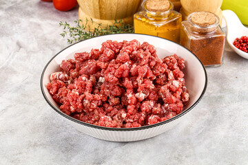 Raw beef minced meat for cooking