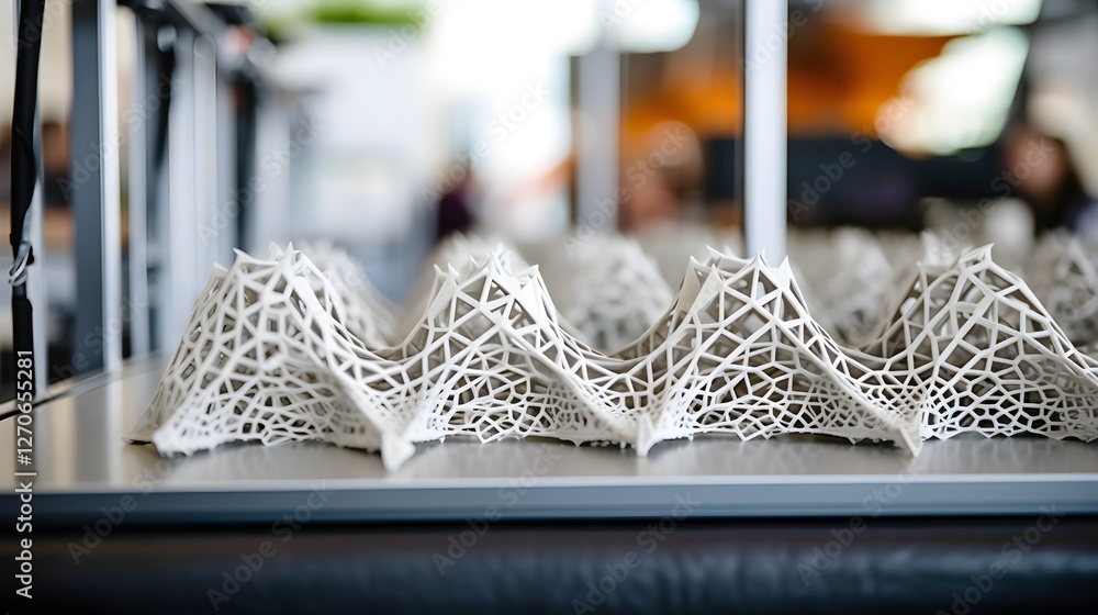 Aufkleber close up view of a high tech 3d printer meticulously creating complex intricate designs