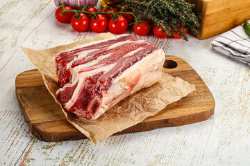 Raw beef ribs for cooking