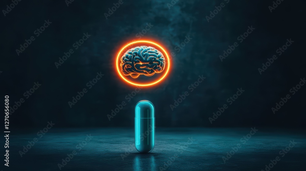 Aufkleber illuminated human brain surrounded by ethereal blue light creating a mystical atmosphere of knowledg