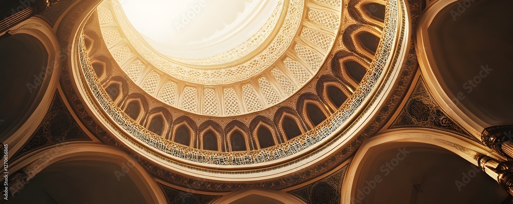 Poster ornate domed ceiling architecture with concentric patterns and light