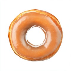 one glazed donut isolated on white background